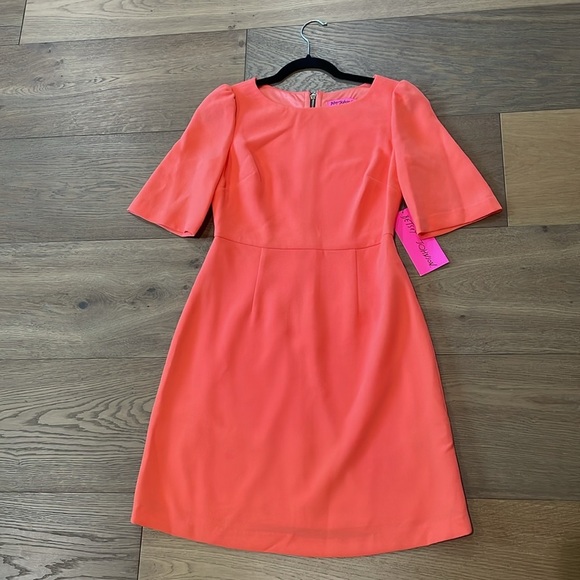 Betsey Johnson Orange/Coral Sheath Dress Size 4 NWT - Picture 2 of 13